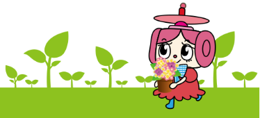 花を持つピンちゃんのイラスト